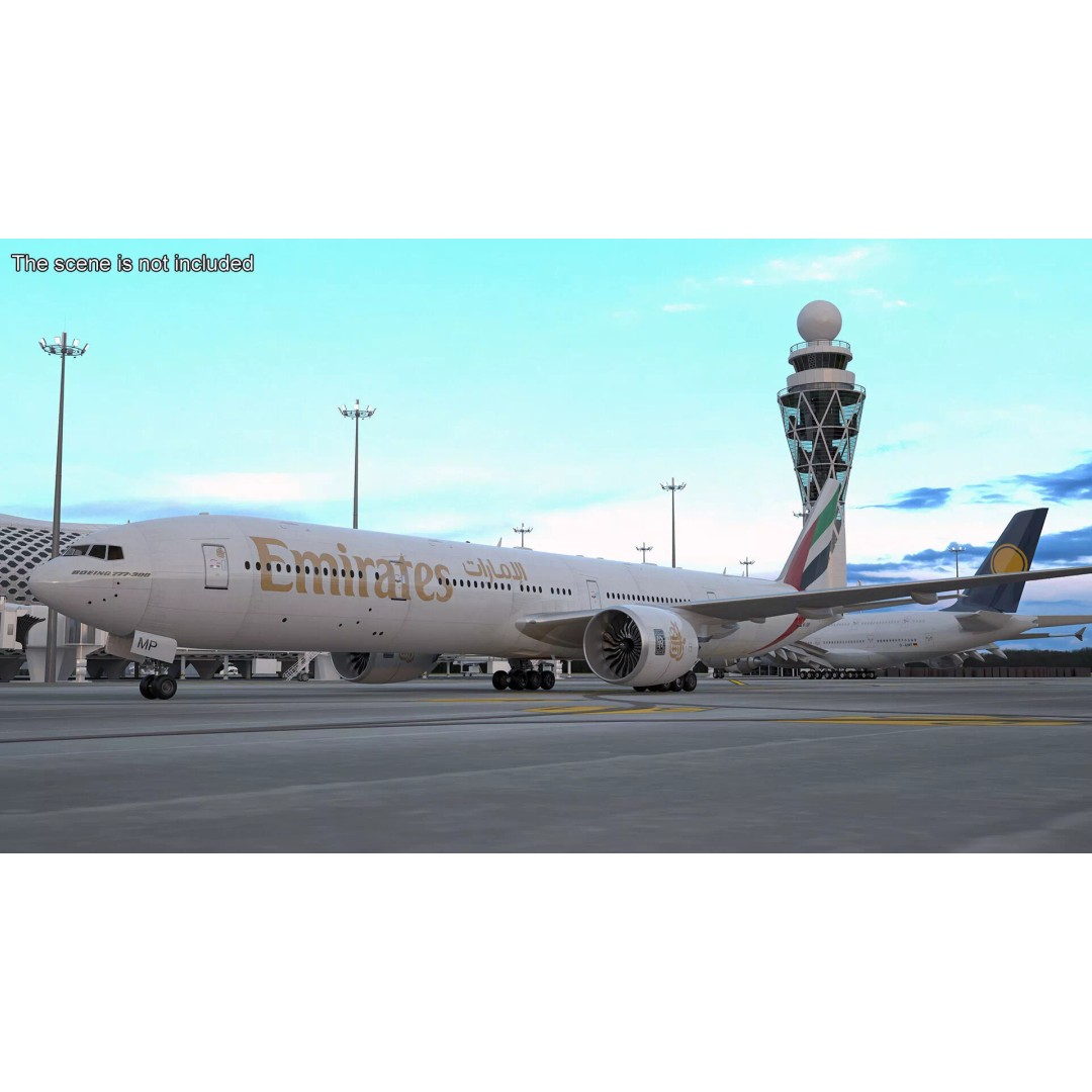 Boeing 777 Emirates Airlines 3D Model – Rigged Animation Asset for Maya - View 10