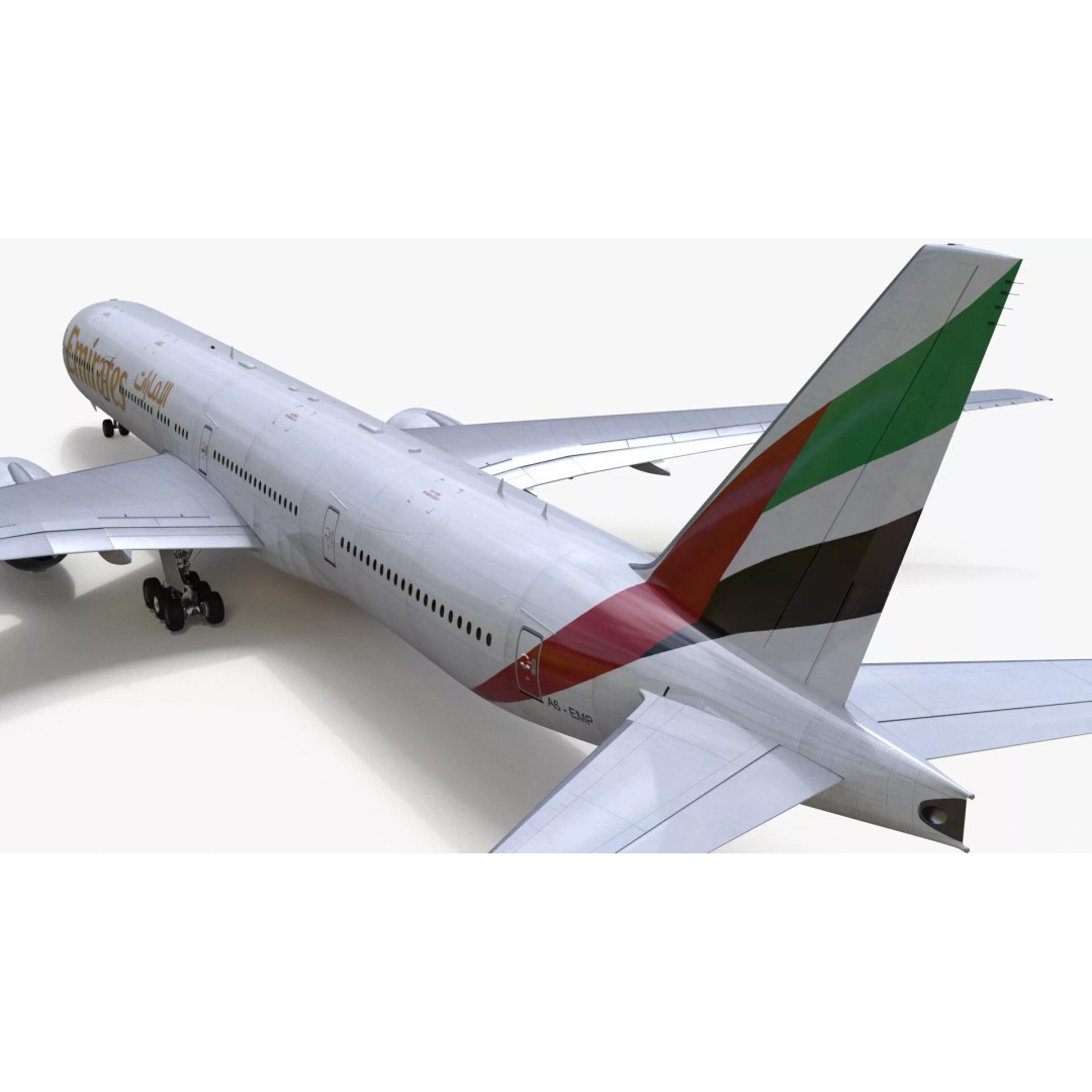 Boeing 777 Emirates Airlines 3D Model – Rigged Animation Asset for Maya - View 18