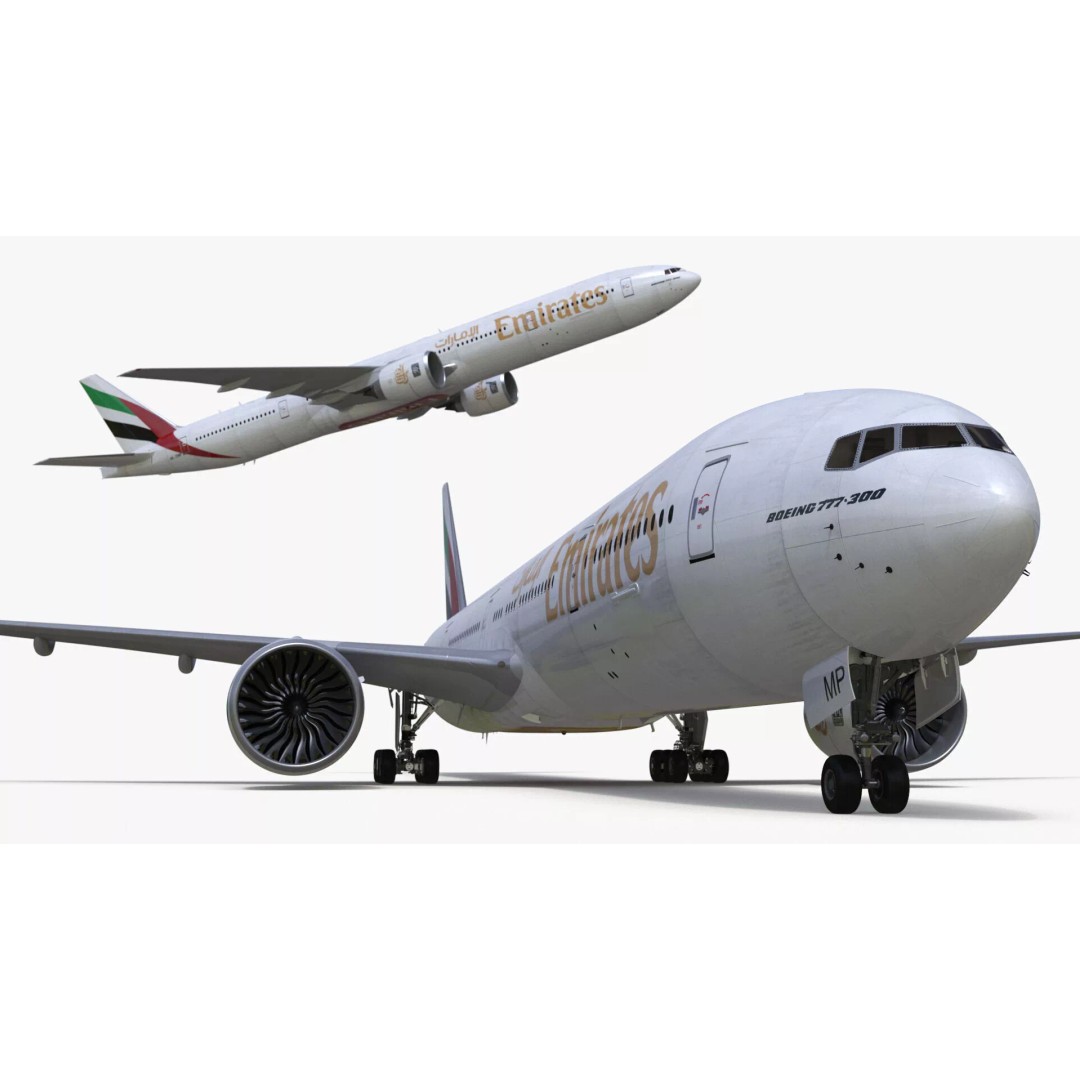 Boeing 777 Emirates Airlines 3D Model – Rigged Animation Asset for Maya - View 23