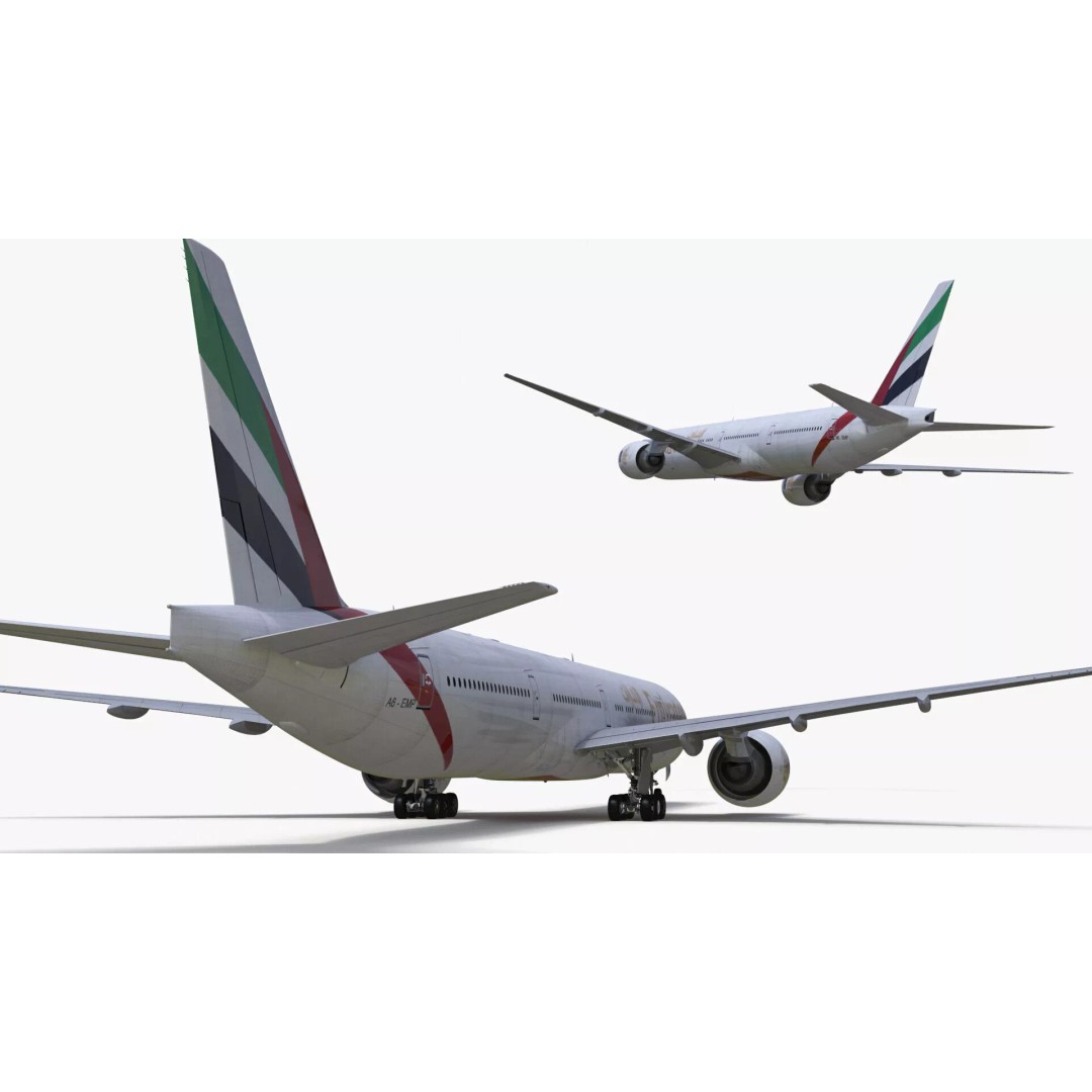 Boeing 777 Emirates Airlines 3D Model – Rigged Animation Asset for Maya - View 24
