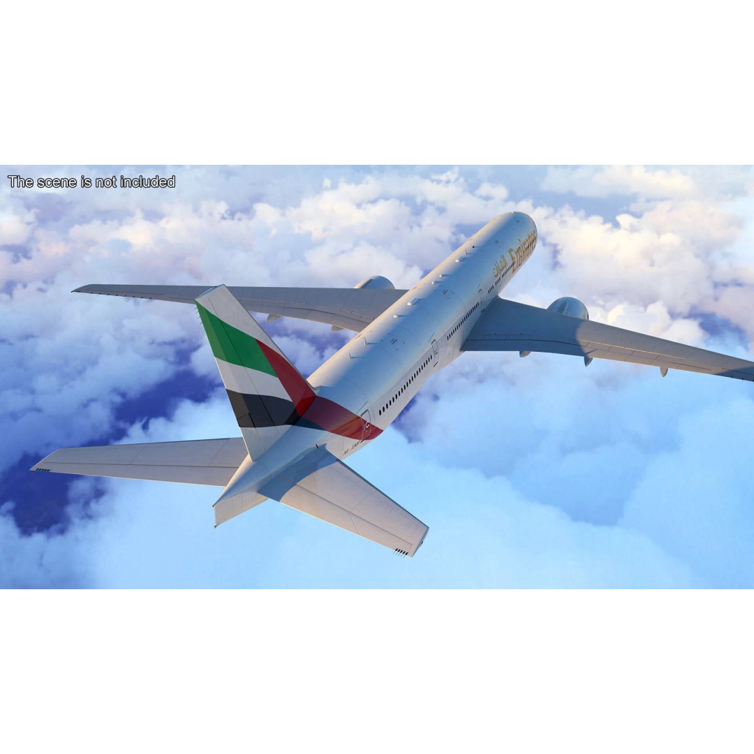 Boeing 777 Emirates Airlines 3D Model – Rigged Animation Asset for Maya - View 5