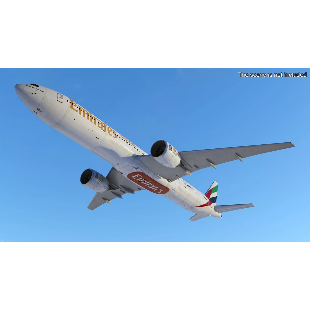 Boeing 777 Emirates Airlines 3D Model – Rigged Animation Asset for Maya - View 6
