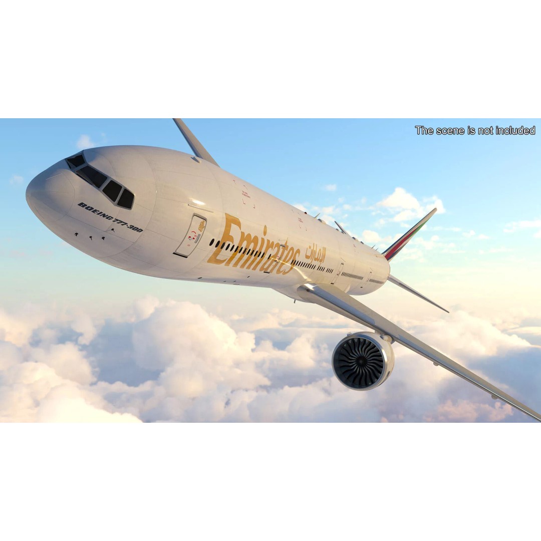 Boeing 777 Emirates Airlines 3D Model – Rigged Animation Asset for Maya - View 7