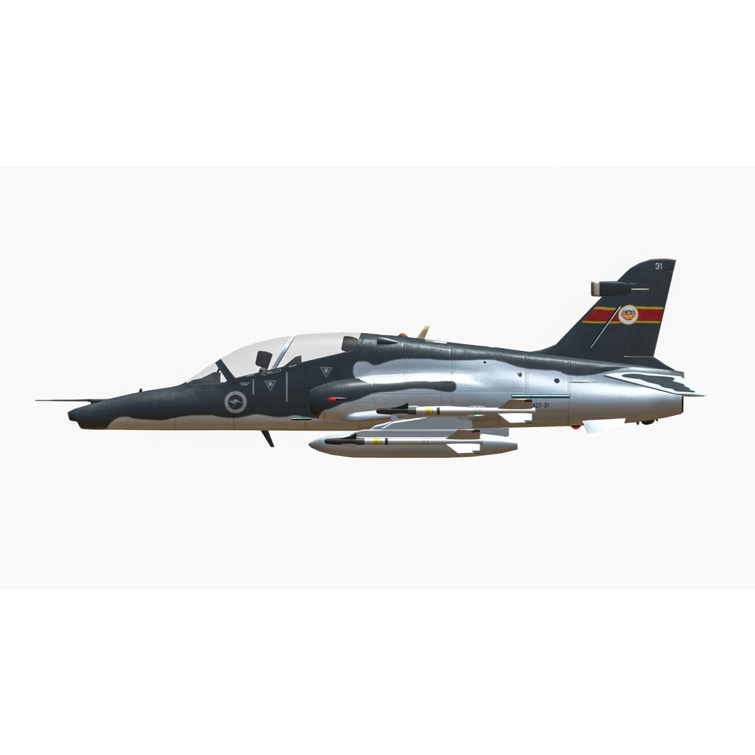 BAE Hawk 127 3D Model – Low Poly Military Aircraft, FBX, Game Ready - View 10
