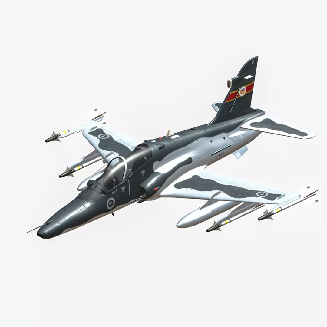 BAE Hawk 127 3D Model – Low Poly Military Aircraft, FBX, Game Ready - View 2
