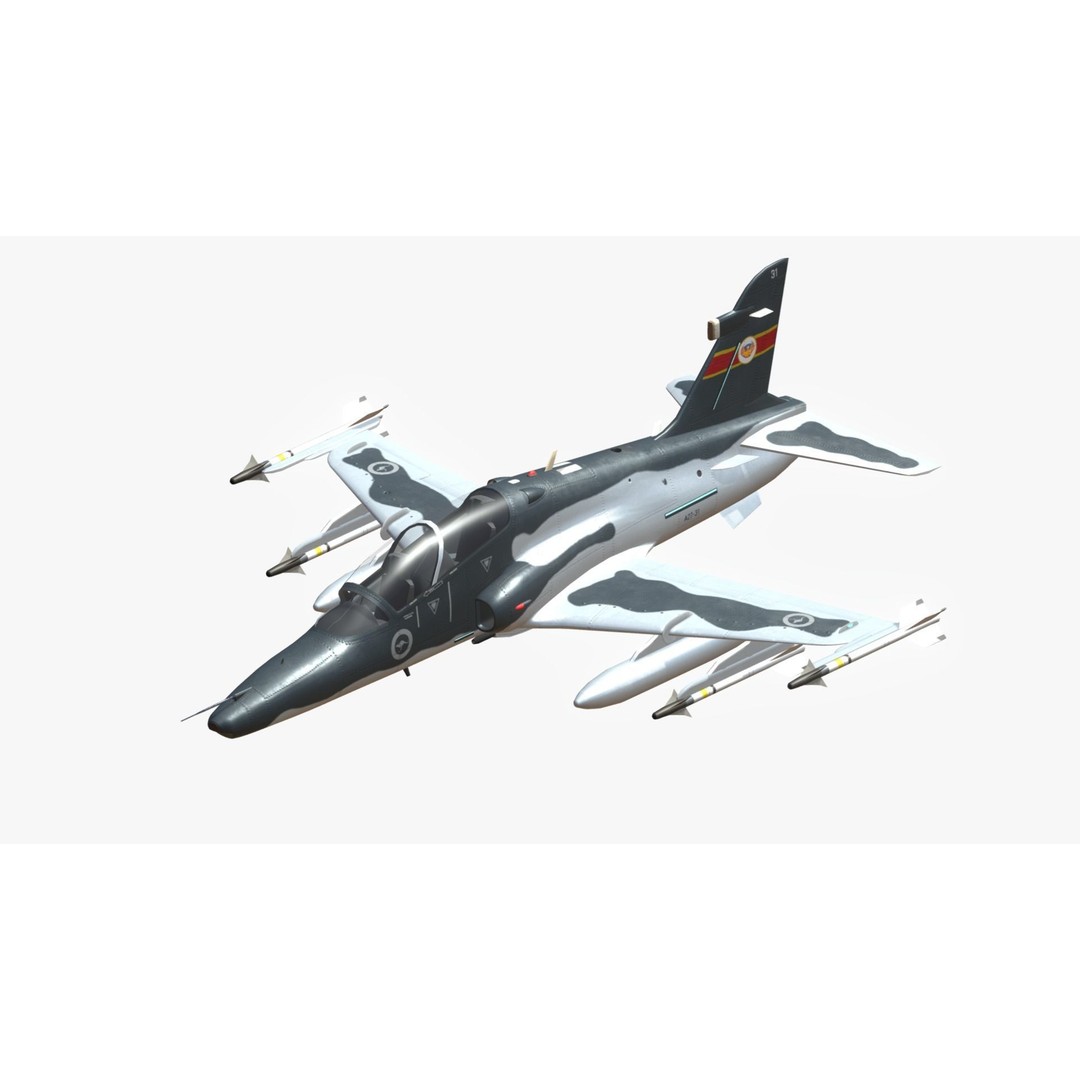 BAE Hawk 127 3D Model – Low Poly Military Aircraft, FBX, Game Ready - View 3