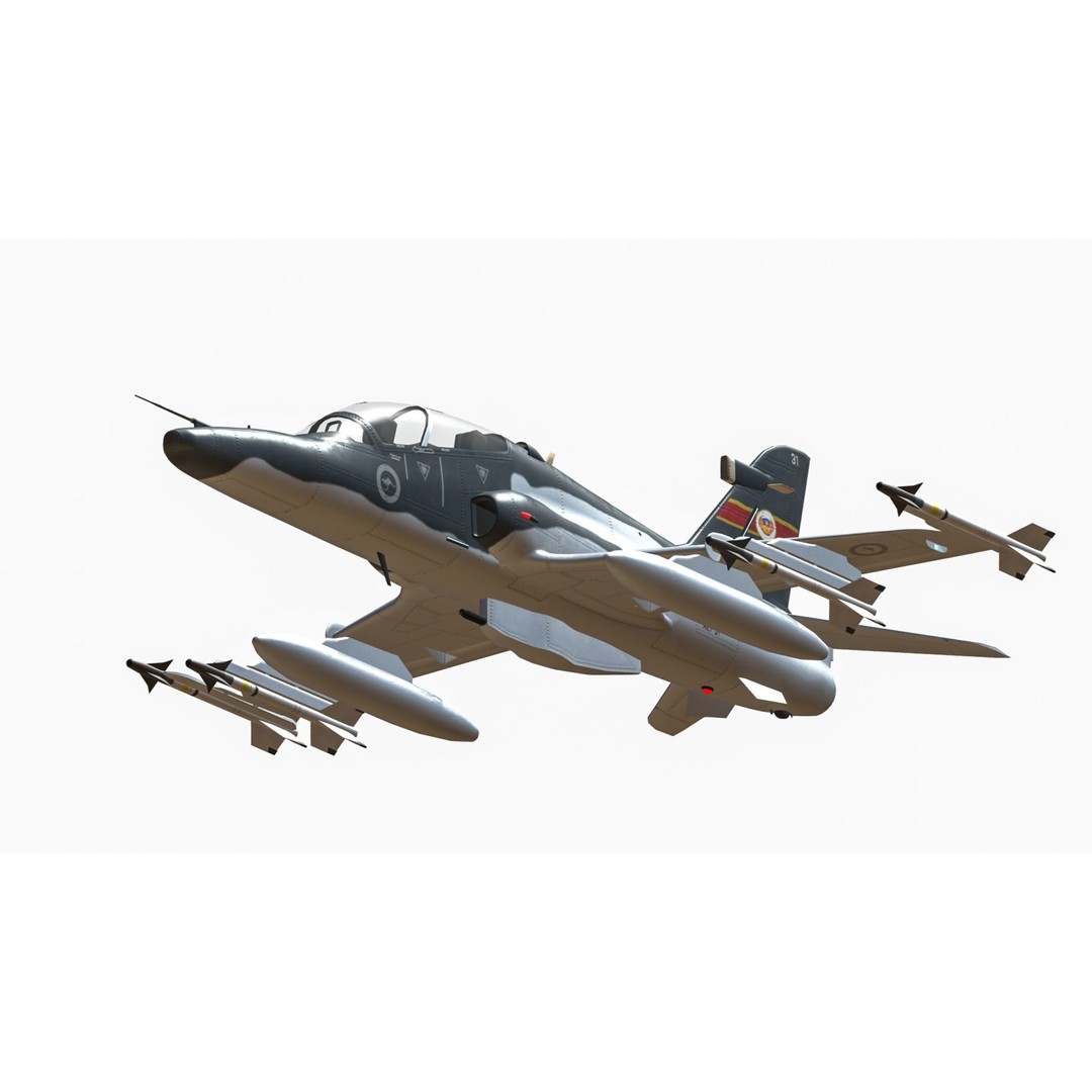 BAE Hawk 127 3D Model – Low Poly Military Aircraft, FBX, Game Ready - View 7