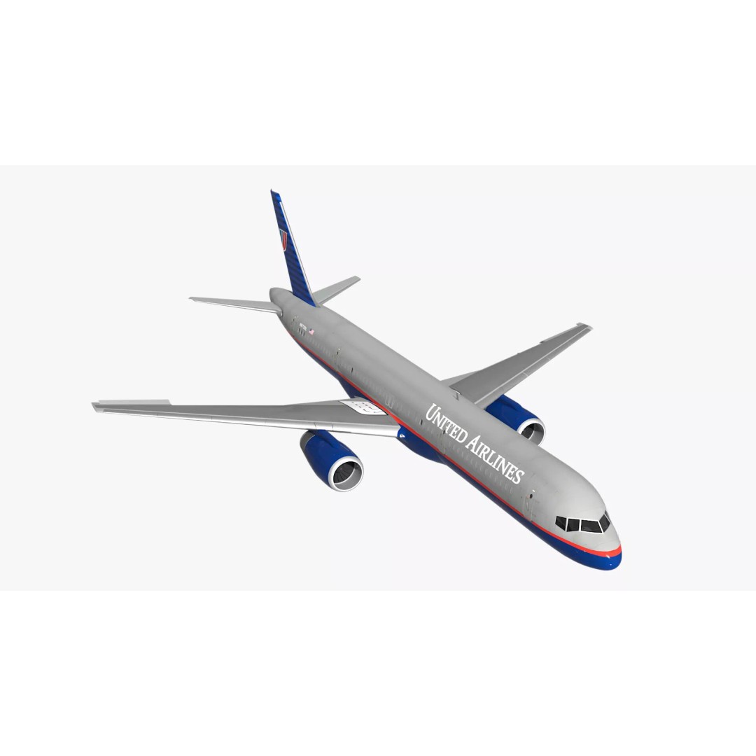 United Airlines Boeing 757 3D Model – Rigged Aircraft for Animation - View 10