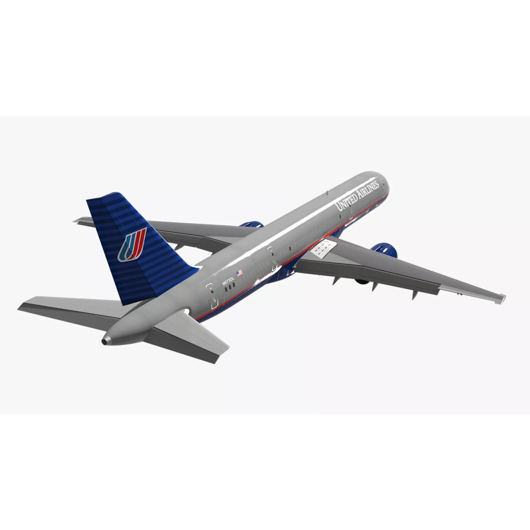 United Airlines Boeing 757 3D Model – Rigged Aircraft for Animation - View 12