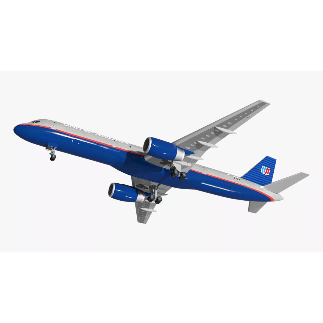 United Airlines Boeing 757 3D Model – Rigged Aircraft for Animation - View 13