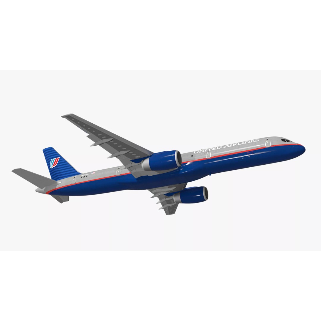 United Airlines Boeing 757 3D Model – Rigged Aircraft for Animation - View 2