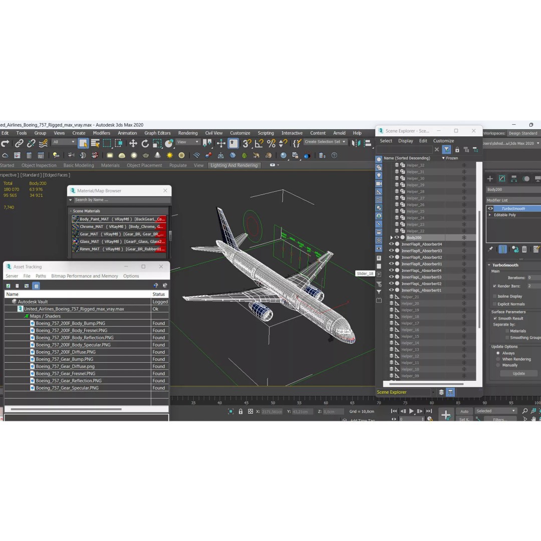United Airlines Boeing 757 3D Model – Rigged Aircraft for Animation - View 24
