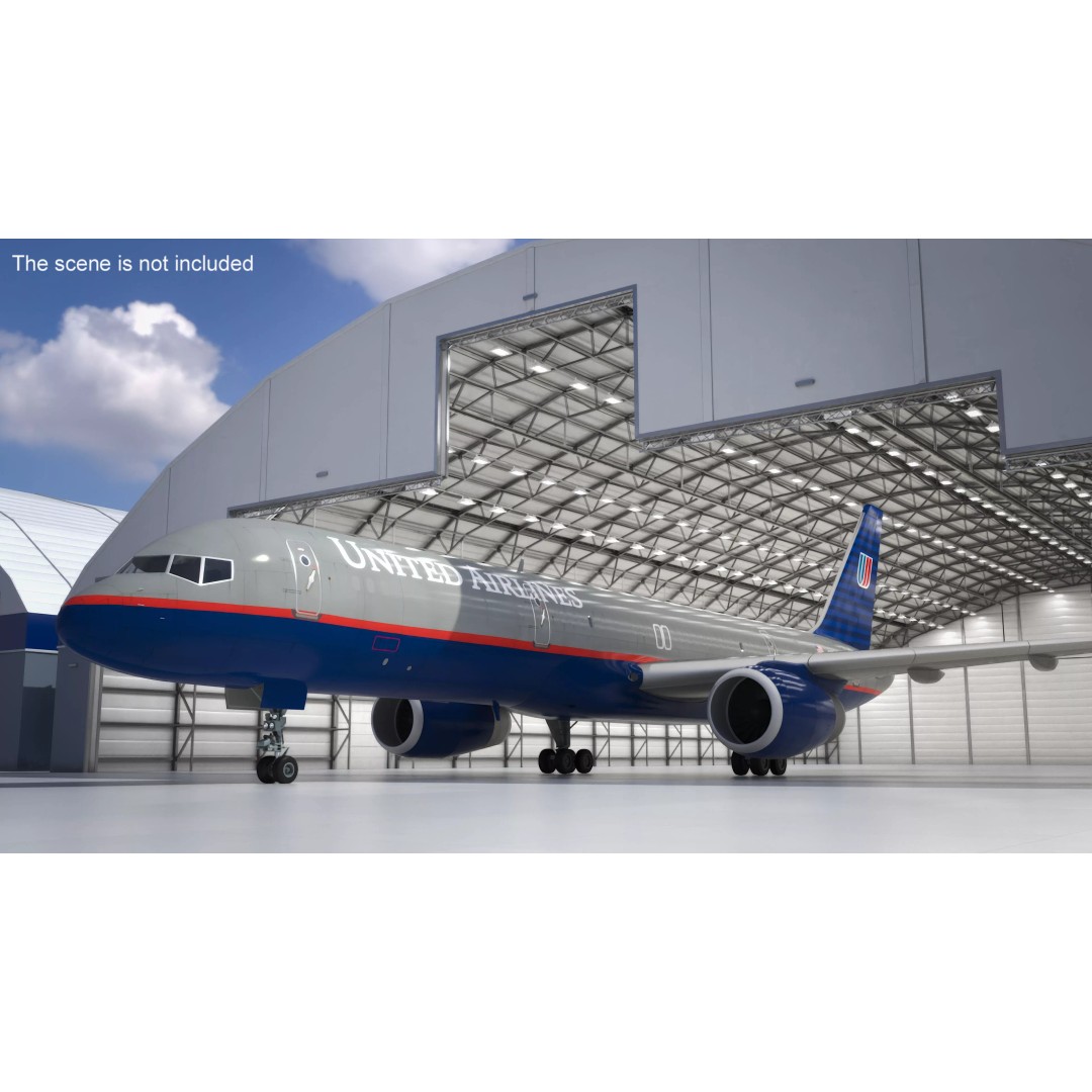 United Airlines Boeing 757 3D Model – Rigged Aircraft for Animation - View 4