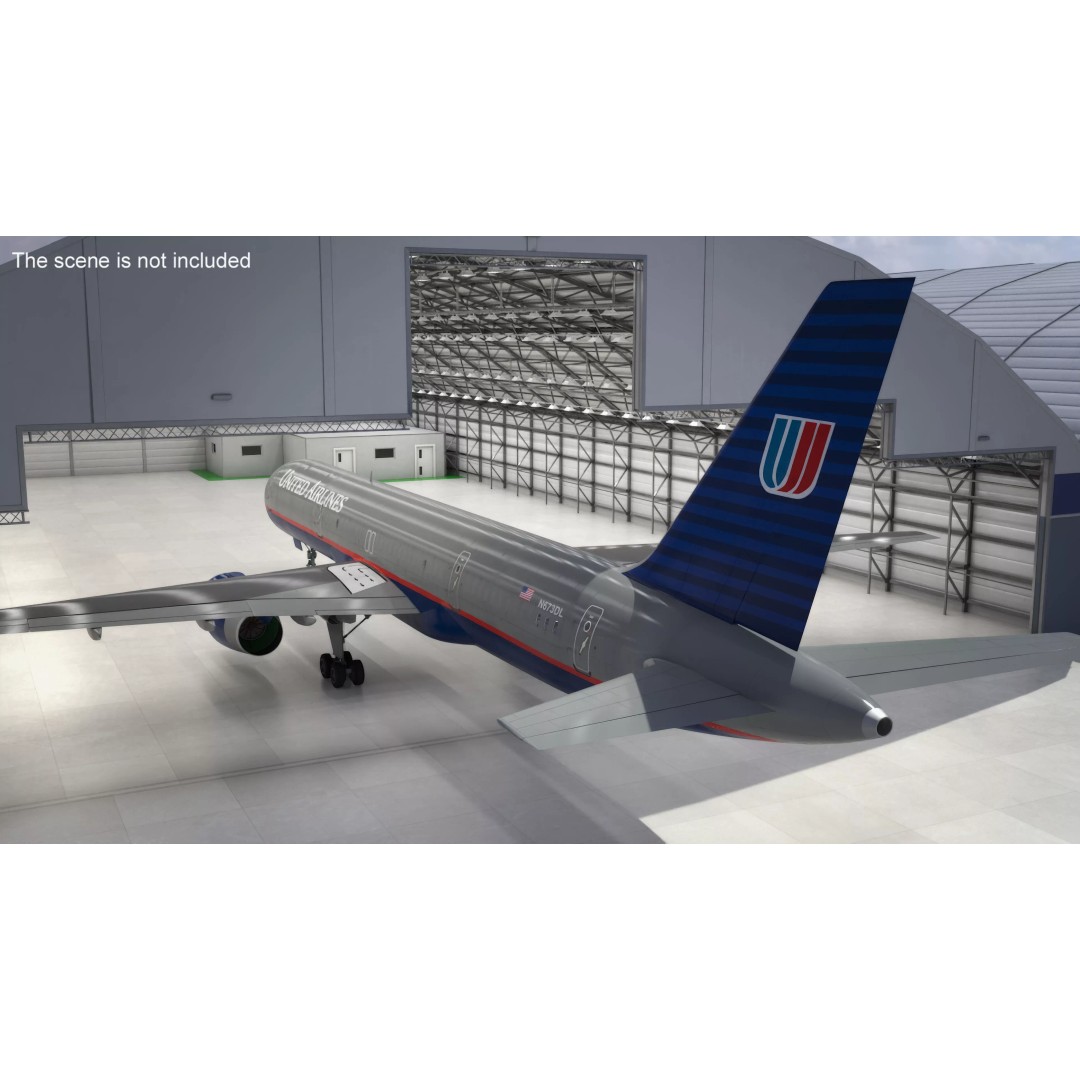 United Airlines Boeing 757 3D Model – Rigged Aircraft for Animation - View 5