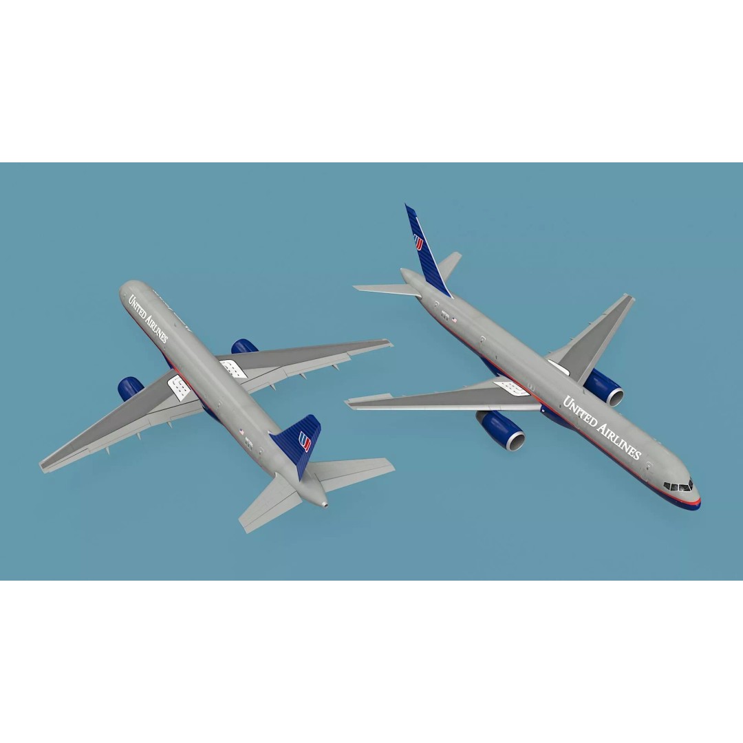 United Airlines Boeing 757 3D Model – Rigged Aircraft for Animation - View 6