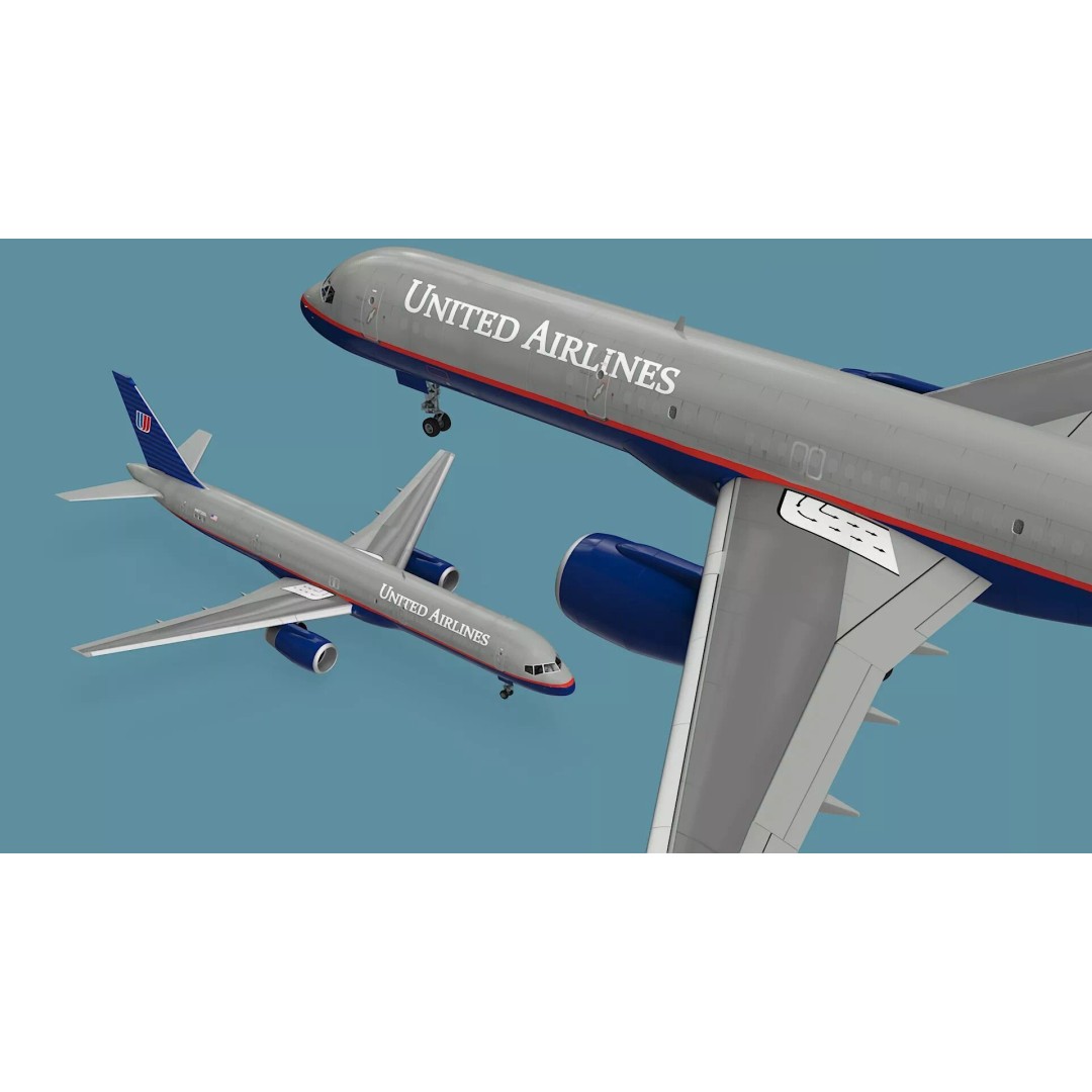 United Airlines Boeing 757 3D Model – Rigged Aircraft for Animation - View 7
