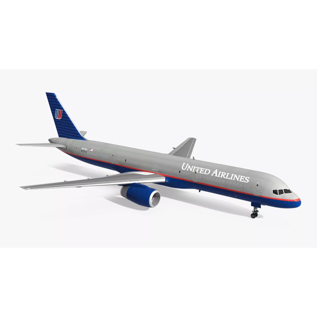 United Airlines Boeing 757 3D Model – Rigged Aircraft for Animation - View 9