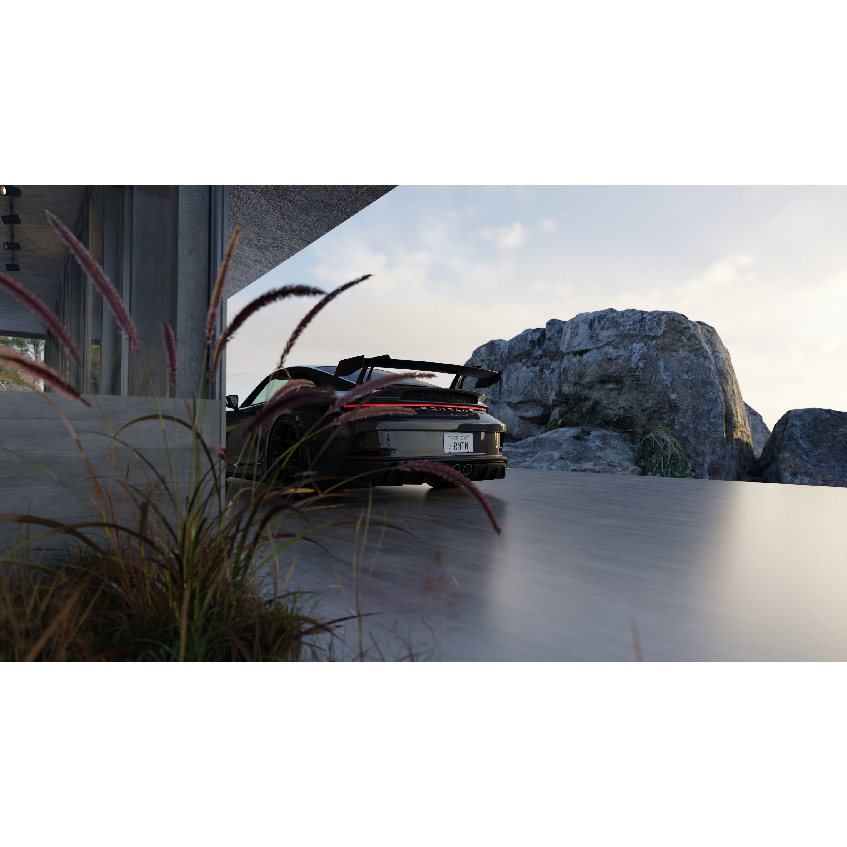 Automotive Villa Render Scene - Game-Ready 3D Model