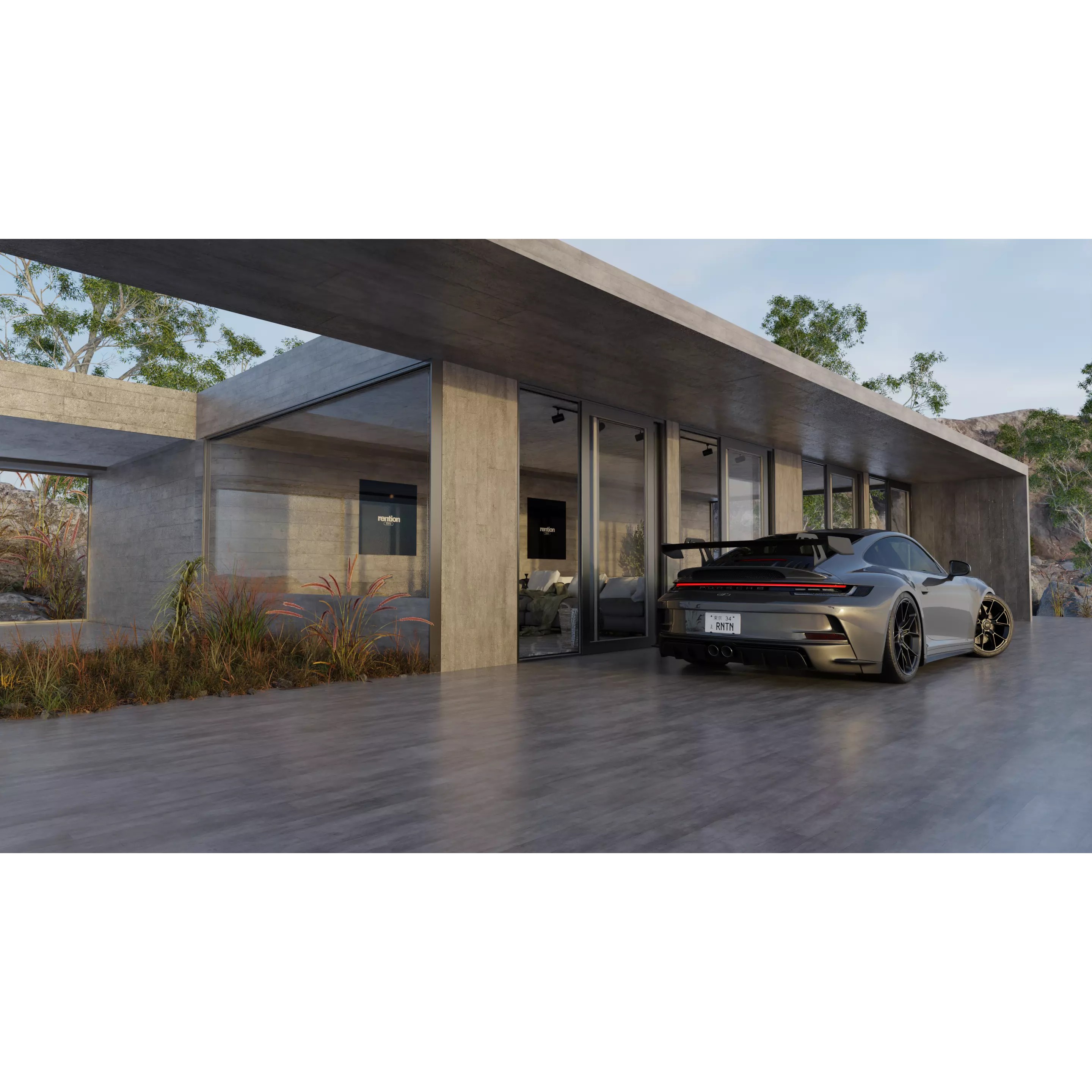 Automotive Villa Render Scene - Game-Ready 3D Model - View 2