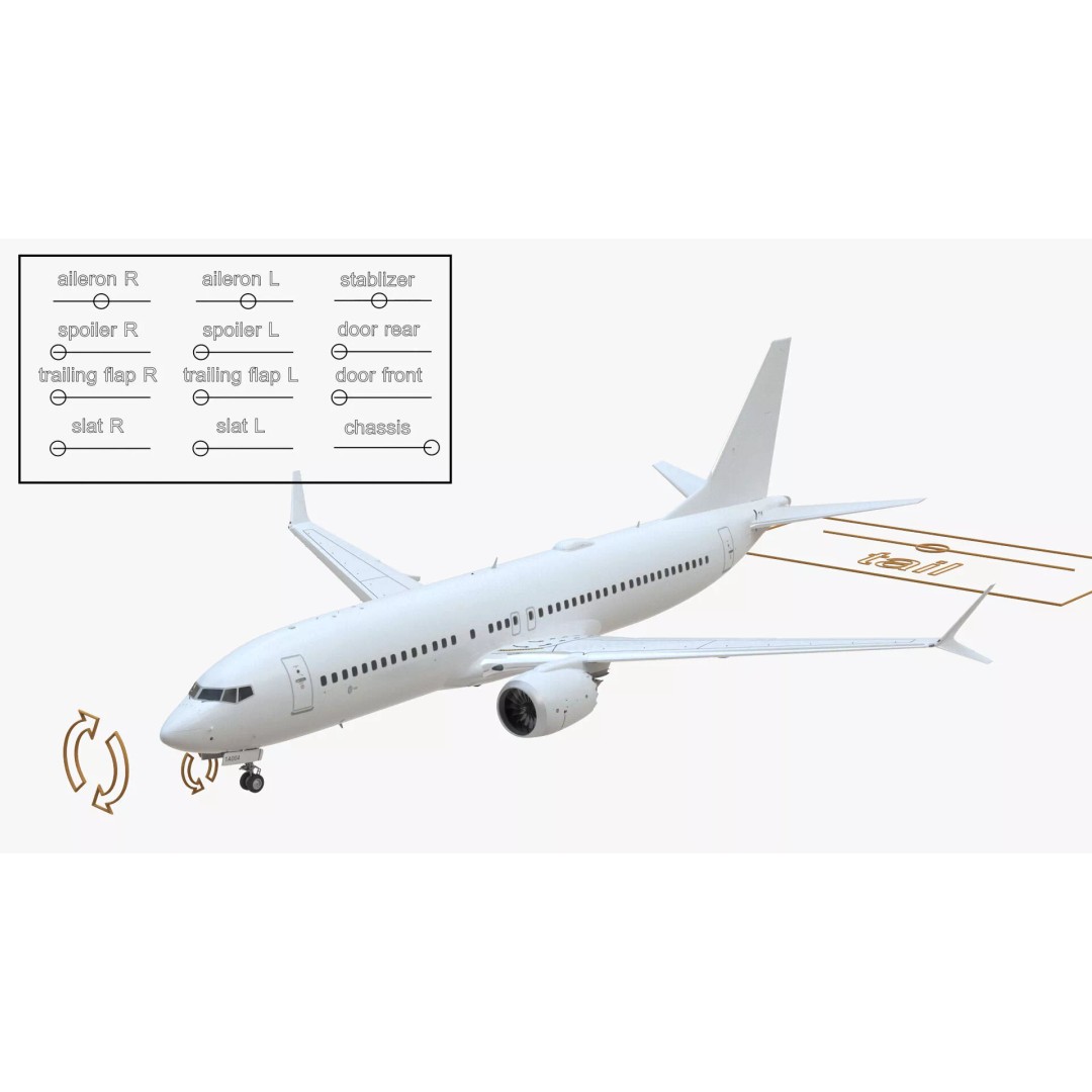 Boeing 737 MAX 8 3D Model – Rigged Aircraft for Maya, PBR Textures - View 18