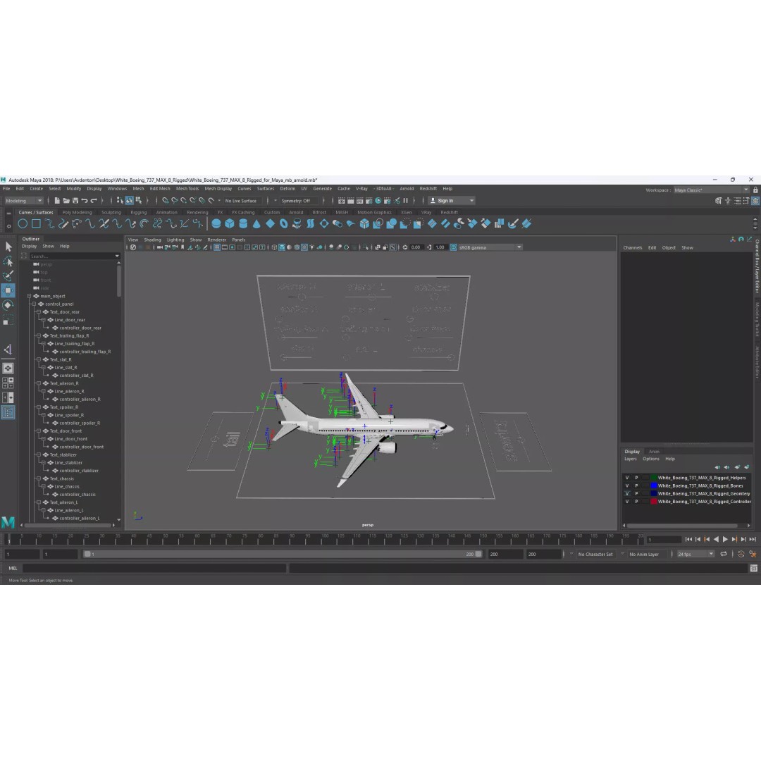 Boeing 737 MAX 8 3D Model – Rigged Aircraft for Maya, PBR Textures - View 21