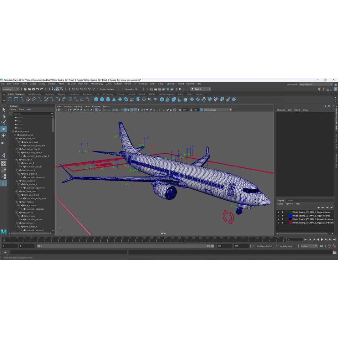 Boeing 737 MAX 8 3D Model – Rigged Aircraft for Maya, PBR Textures - View 23