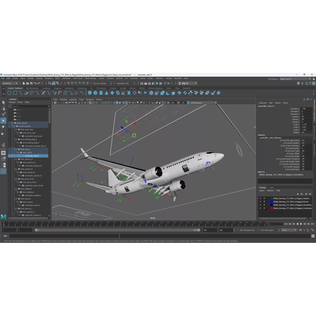 Boeing 737 MAX 8 3D Model – Rigged Aircraft for Maya, PBR Textures - View 24