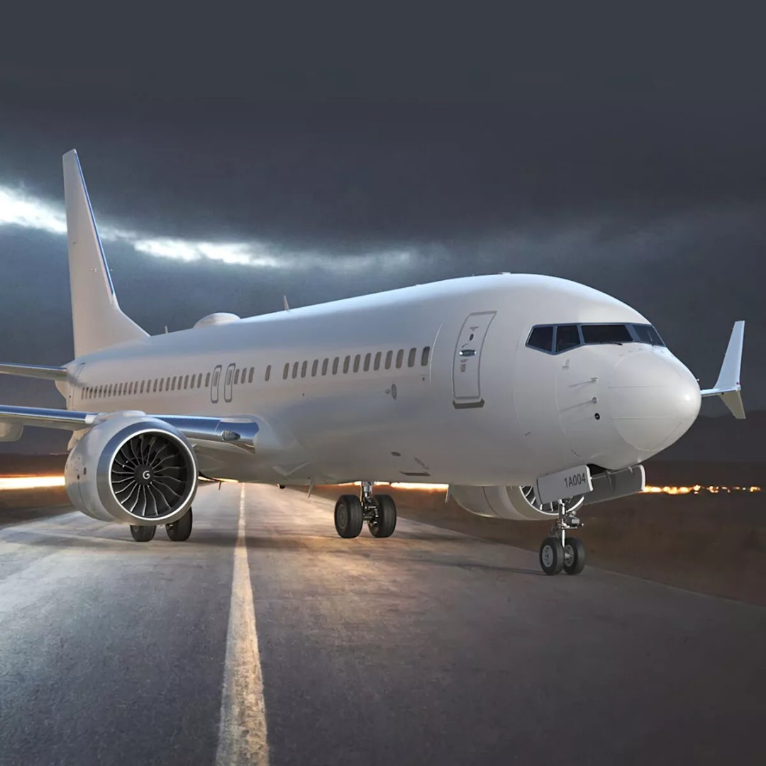 Boeing 737 MAX 8 3D Model – Rigged Aircraft for Maya, PBR Textures - View 3