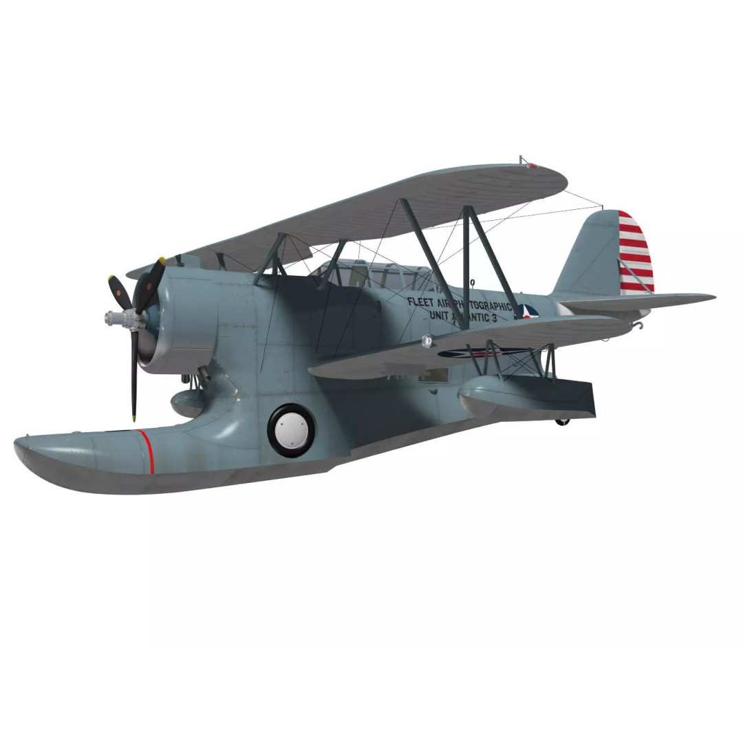 Grumman J2F Duck 3D Model – High Poly Amphibious Aircraft, FBX, OBJ - View 4