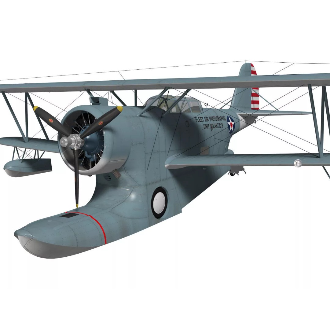 Grumman J2F Duck 3D Model – High Poly Amphibious Aircraft, FBX, OBJ - View 6