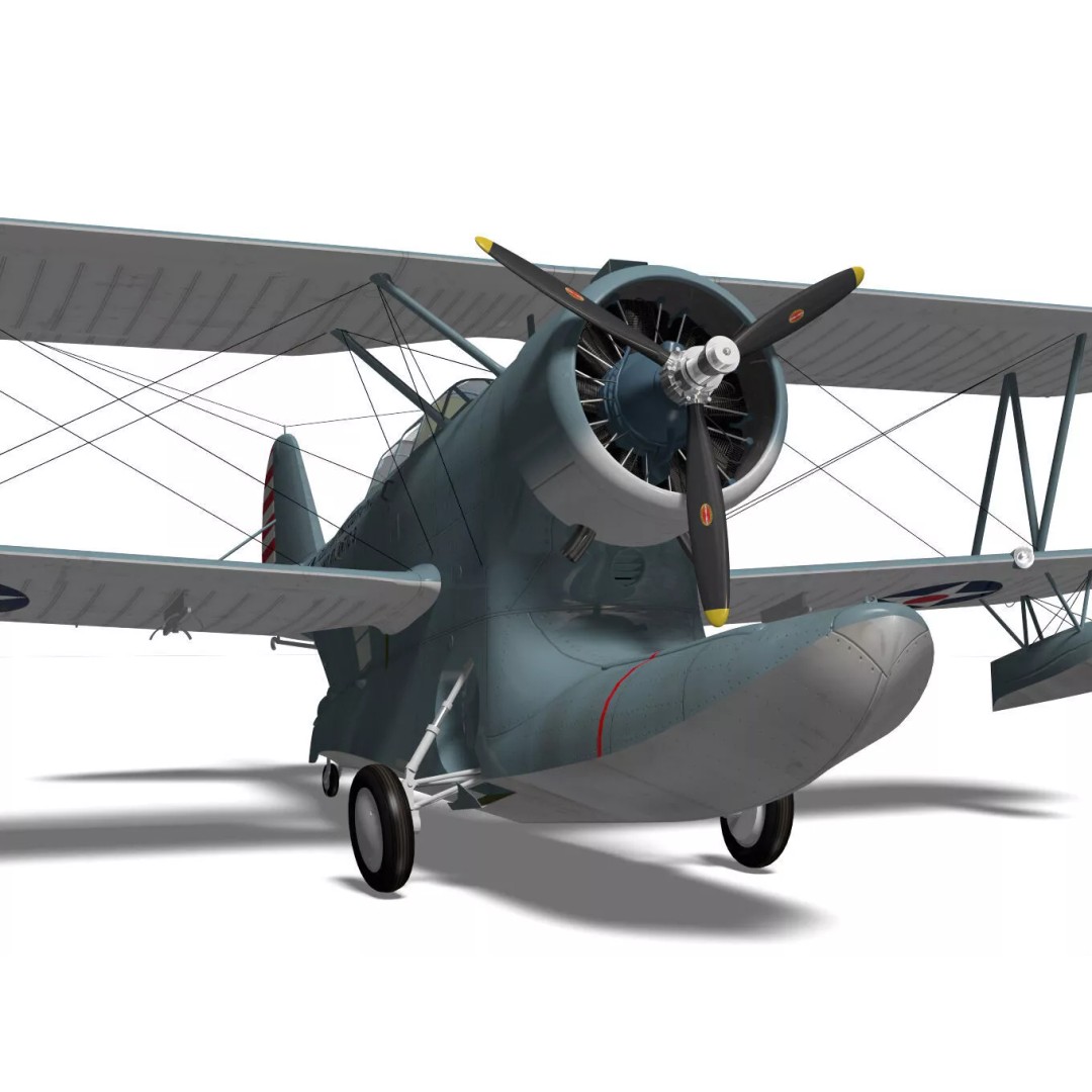 Grumman J2F Duck 3D Model – High Poly Amphibious Aircraft, FBX, OBJ - View 9