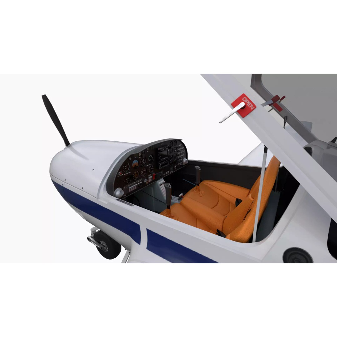 Diamond DA20 Aircraft 3D Model – Low Poly Rigged Game Asset, FBX - View 13