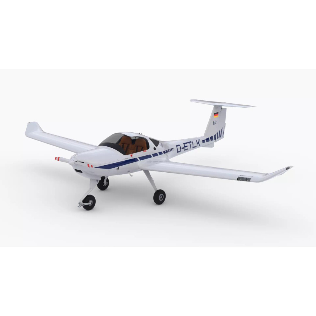 Diamond DA20 Aircraft 3D Model – Low Poly Rigged Game Asset, FBX - View 2