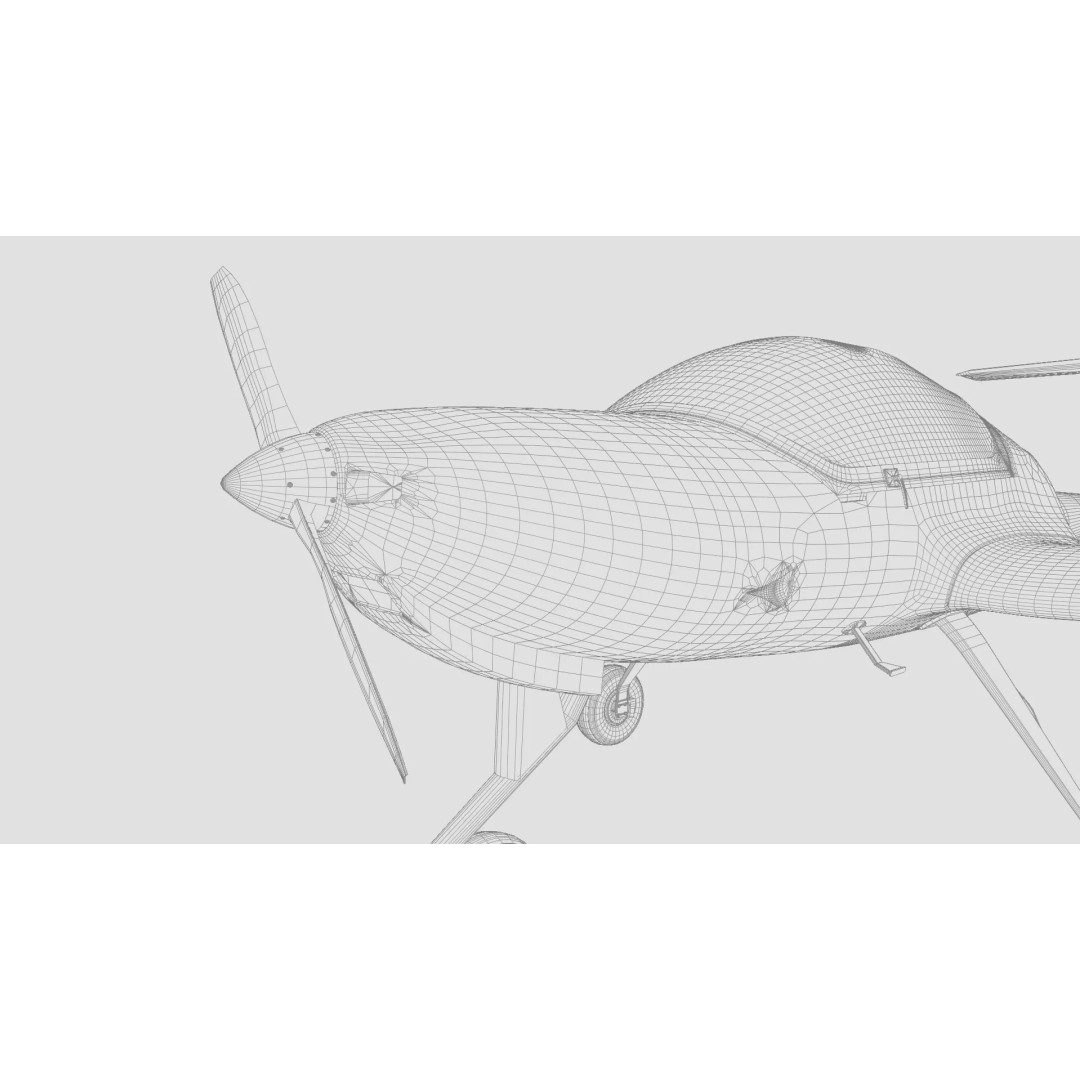 Diamond DA20 Aircraft 3D Model – Low Poly Rigged Game Asset, FBX - View 23