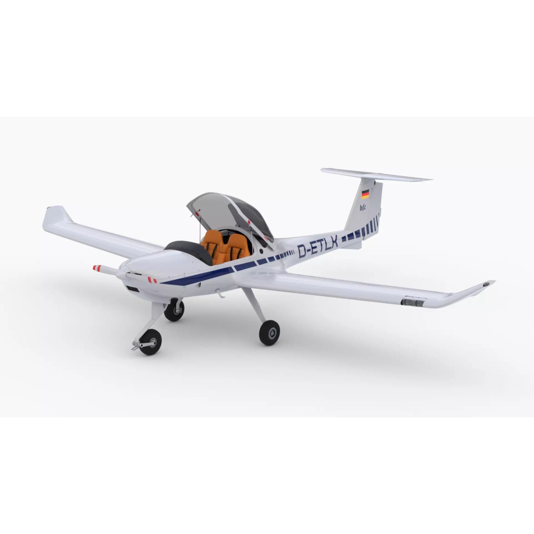 Diamond DA20 Aircraft 3D Model – Low Poly Rigged Game Asset, FBX - View 3