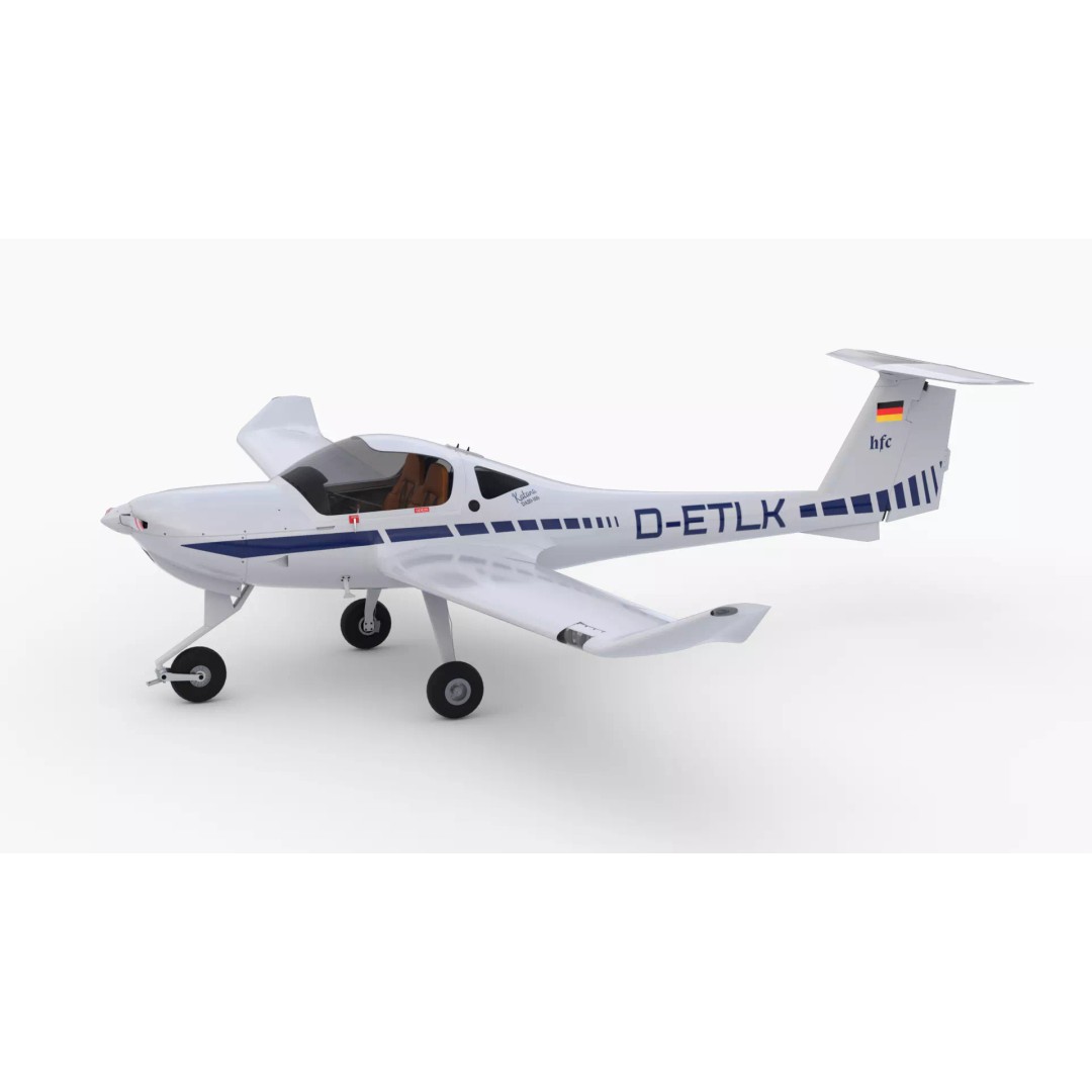 Diamond DA20 Aircraft 3D Model – Low Poly Rigged Game Asset, FBX - View 4