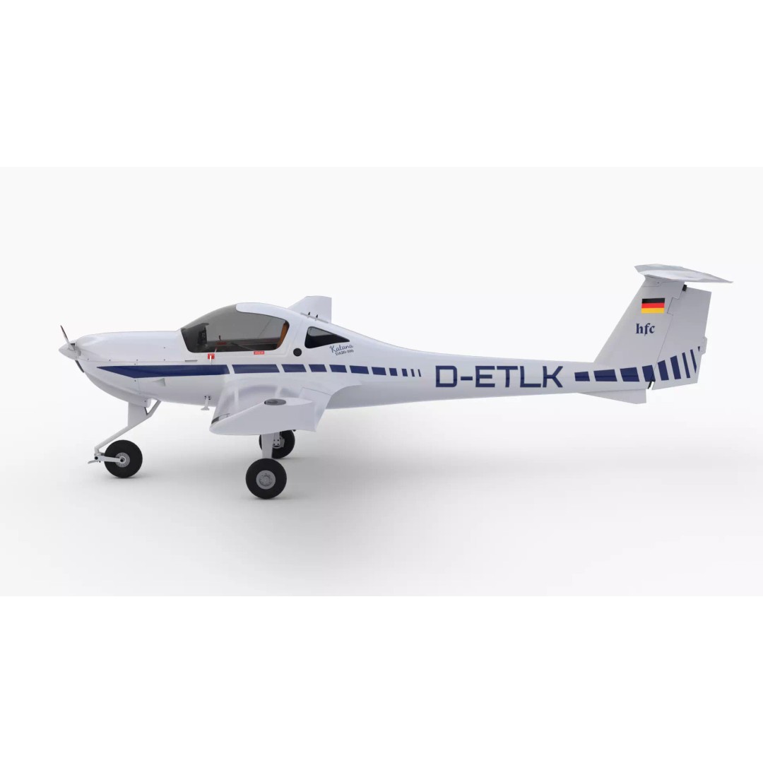 Diamond DA20 Aircraft 3D Model – Low Poly Rigged Game Asset, FBX - View 5