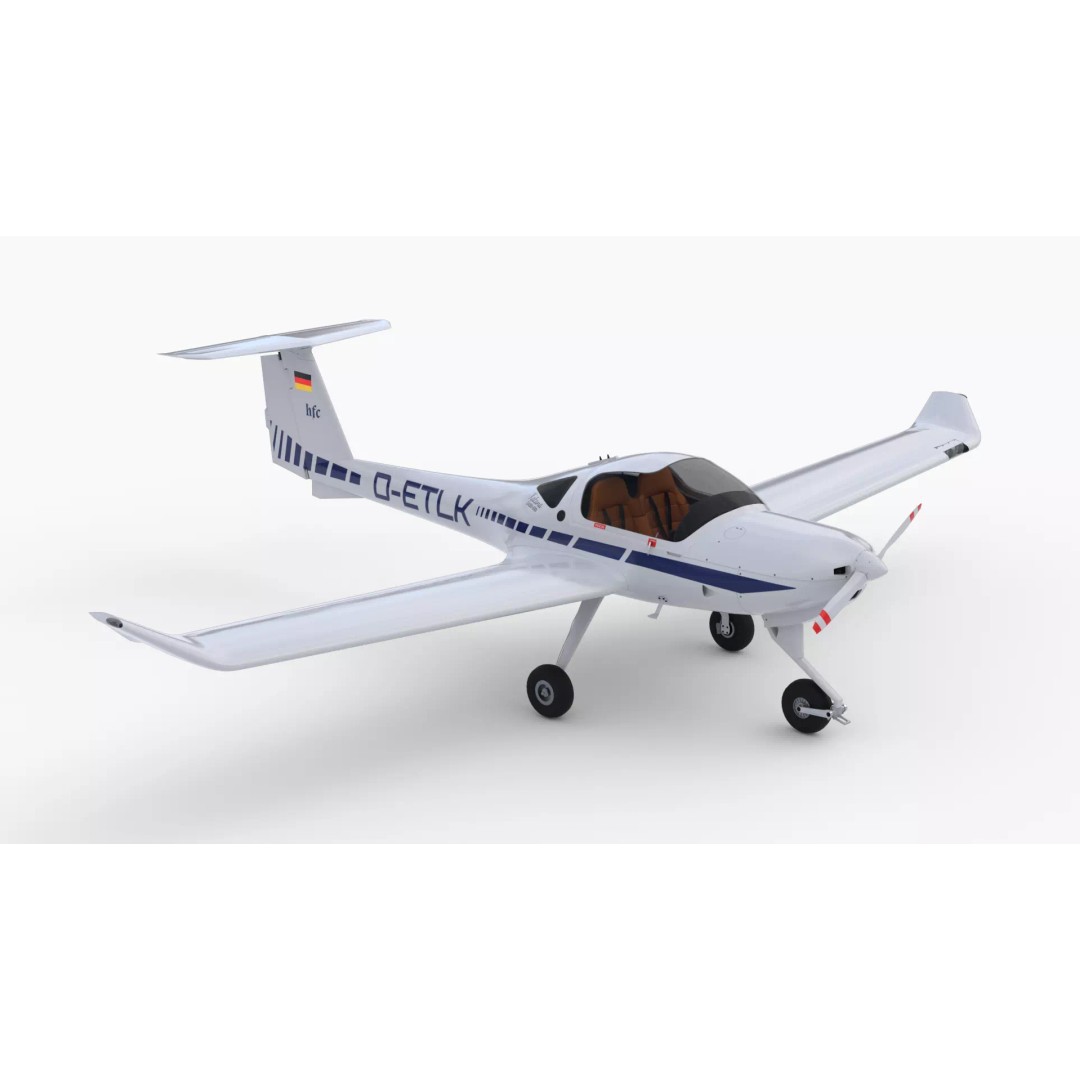 Diamond DA20 Aircraft 3D Model – Low Poly Rigged Game Asset, FBX - View 7