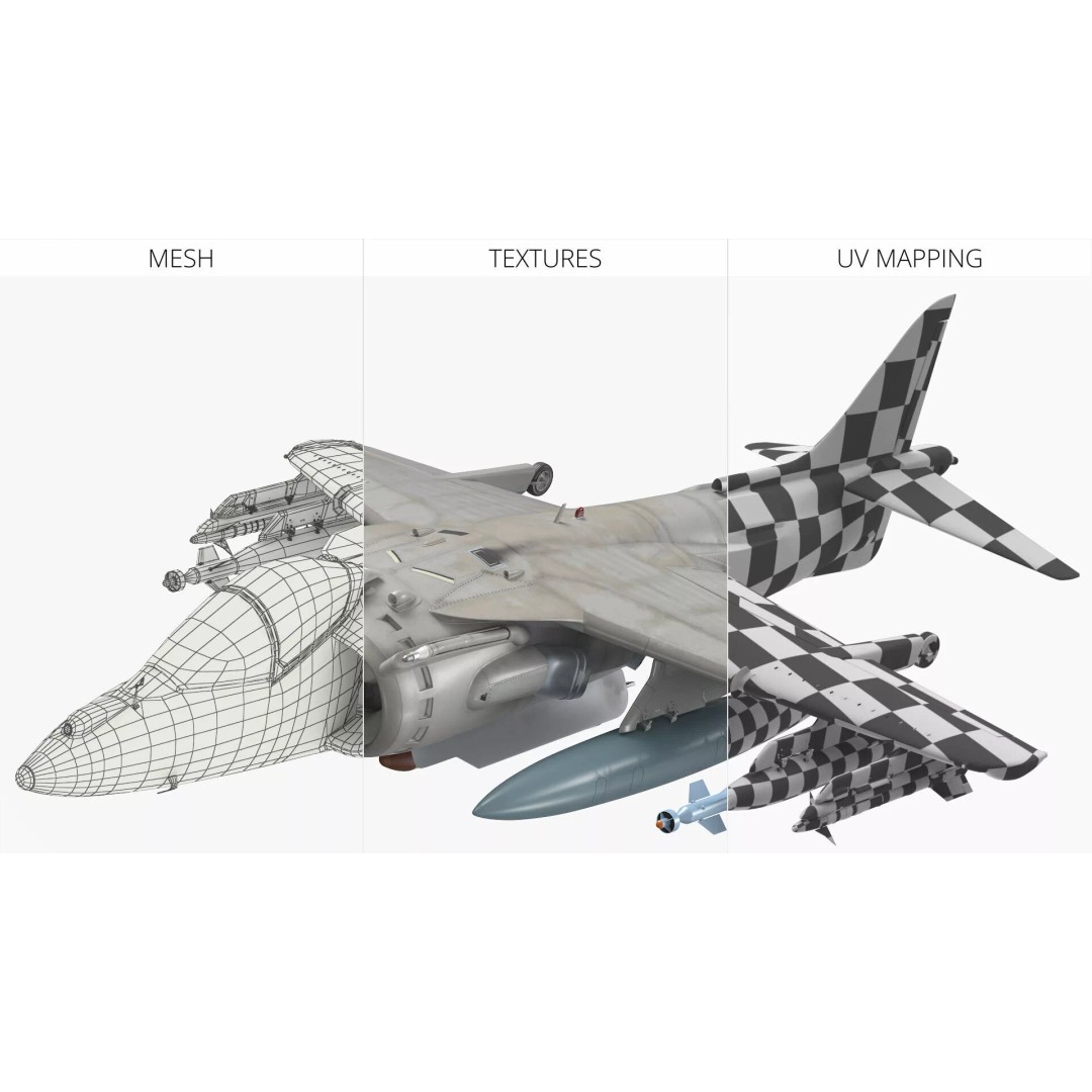 Light Attack Jet 3D Model – PBR Military Aircraft with Glide Bomb, FBX - View 10