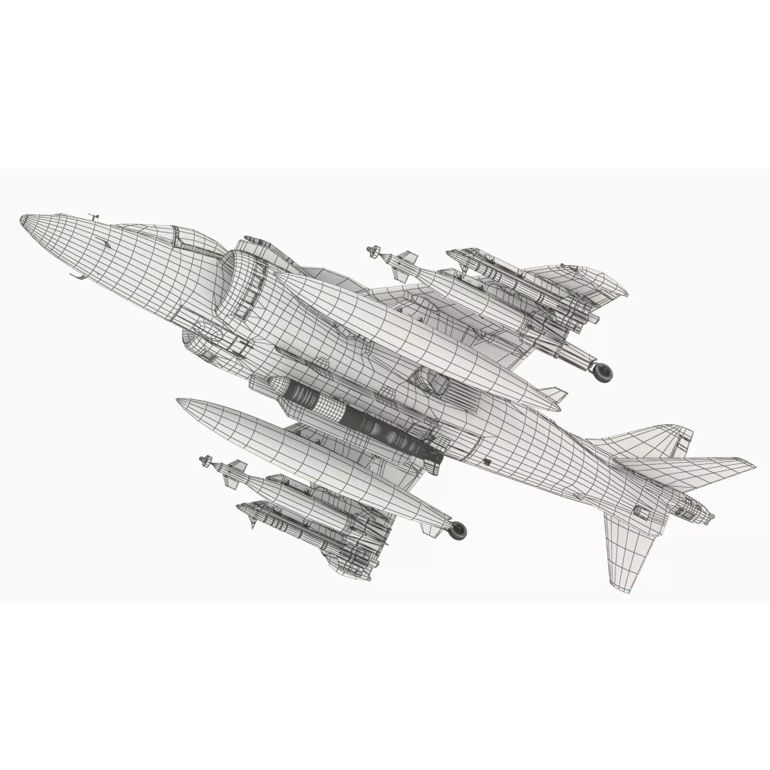 Light Attack Jet 3D Model – PBR Military Aircraft with Glide Bomb, FBX - View 13