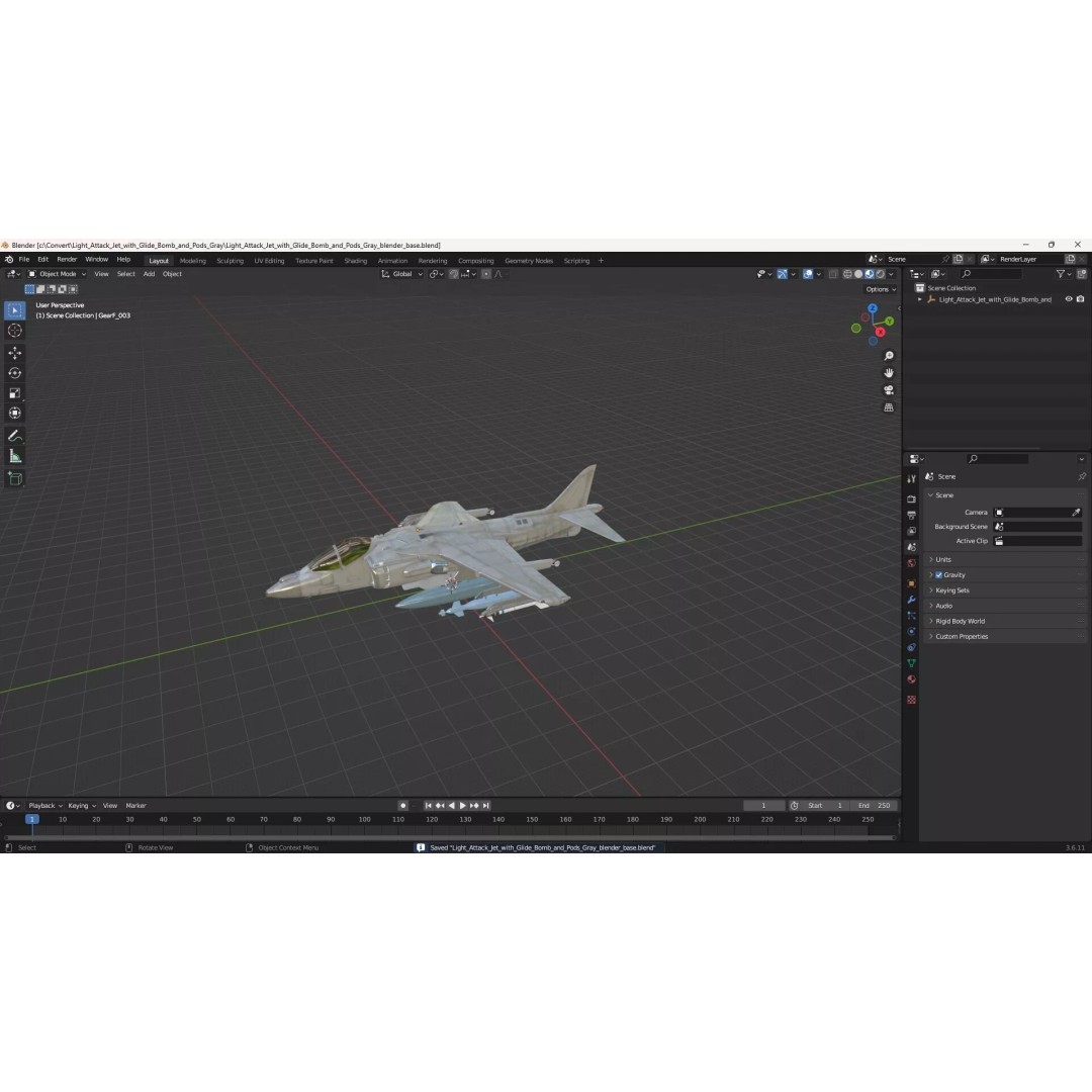 Light Attack Jet 3D Model – PBR Military Aircraft with Glide Bomb, FBX - View 18
