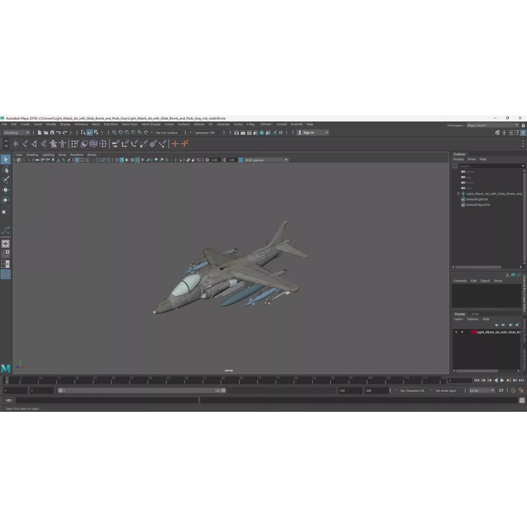 Light Attack Jet 3D Model – PBR Military Aircraft with Glide Bomb, FBX - View 19