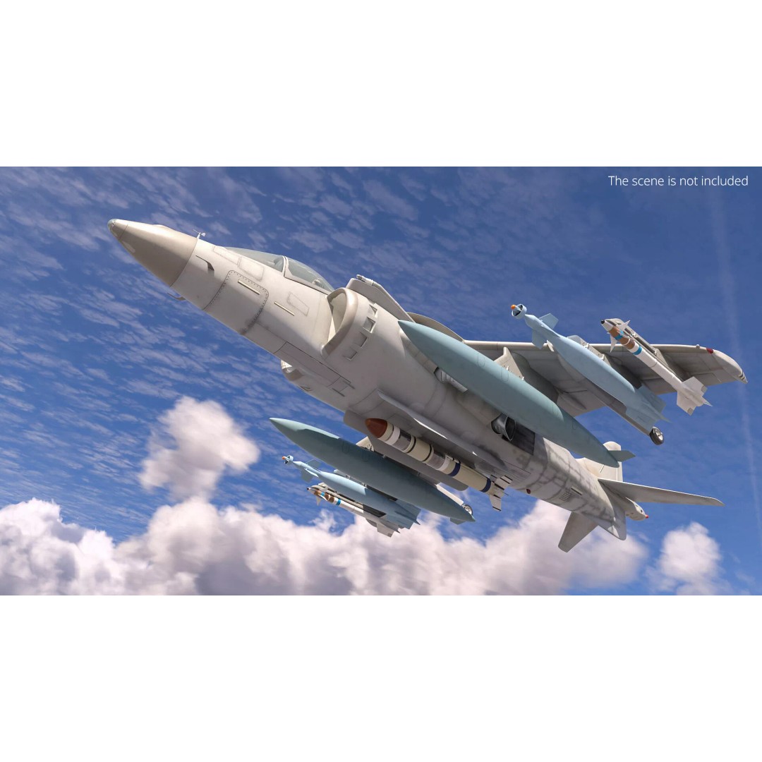 Light Attack Jet 3D Model – PBR Military Aircraft with Glide Bomb, FBX - View 3