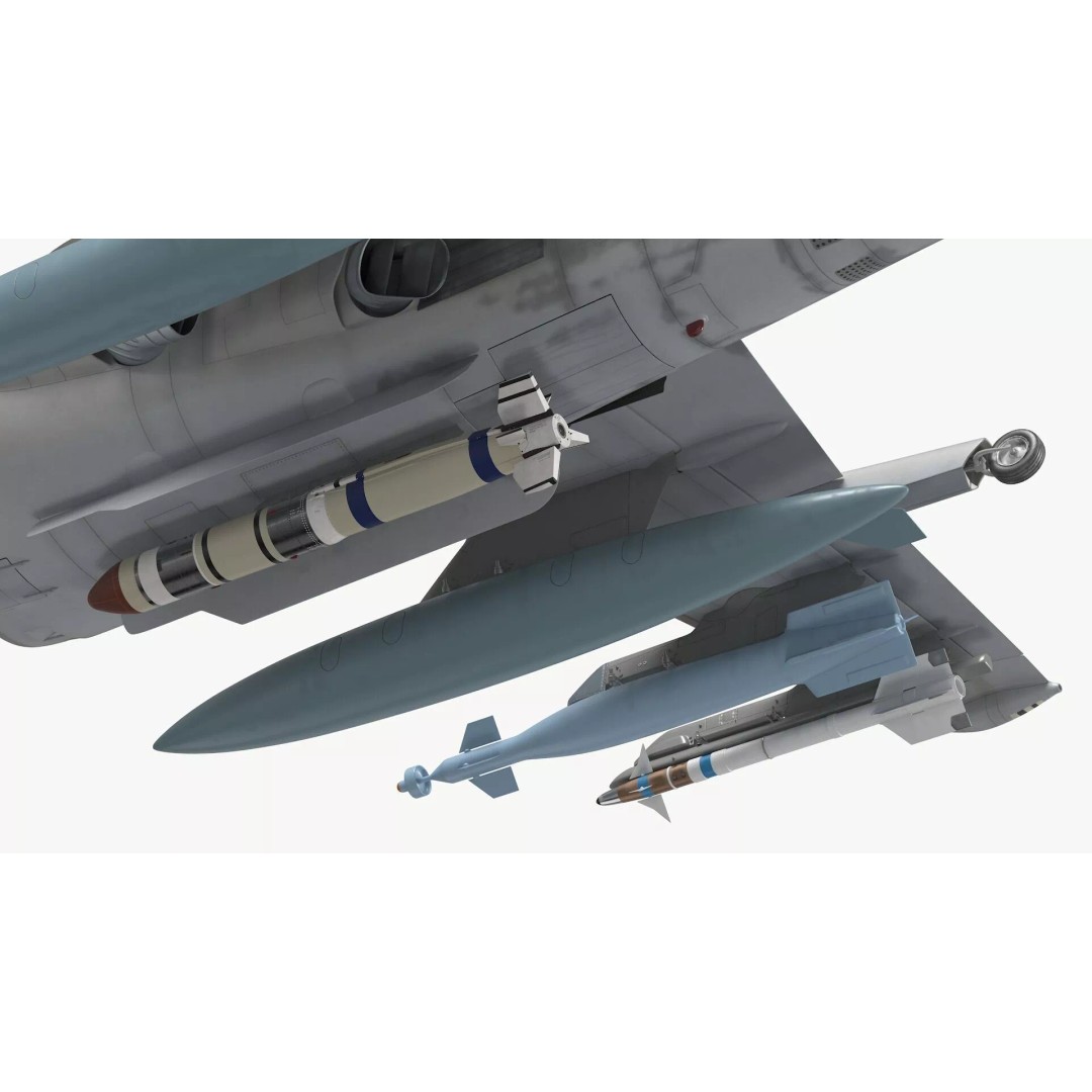 Light Attack Jet 3D Model – PBR Military Aircraft with Glide Bomb, FBX - View 7
