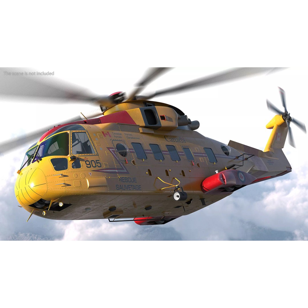 AgustaWestland CH149 Cormorant Rescue Helicopter 3D Model – Rigged PBR Asset - View 3