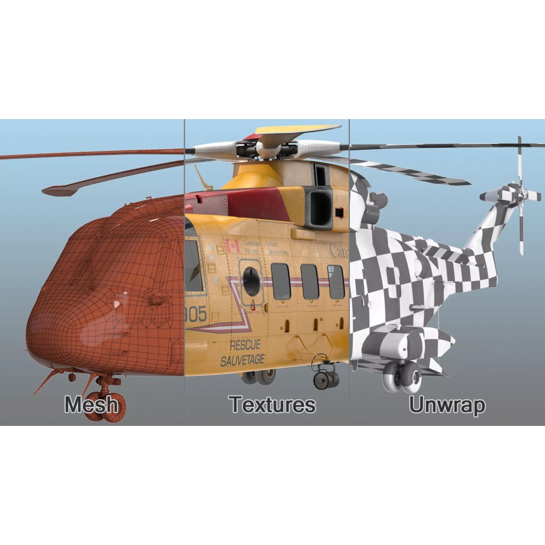 AgustaWestland CH149 Cormorant Rescue Helicopter 3D Model – Rigged PBR Asset - View 31