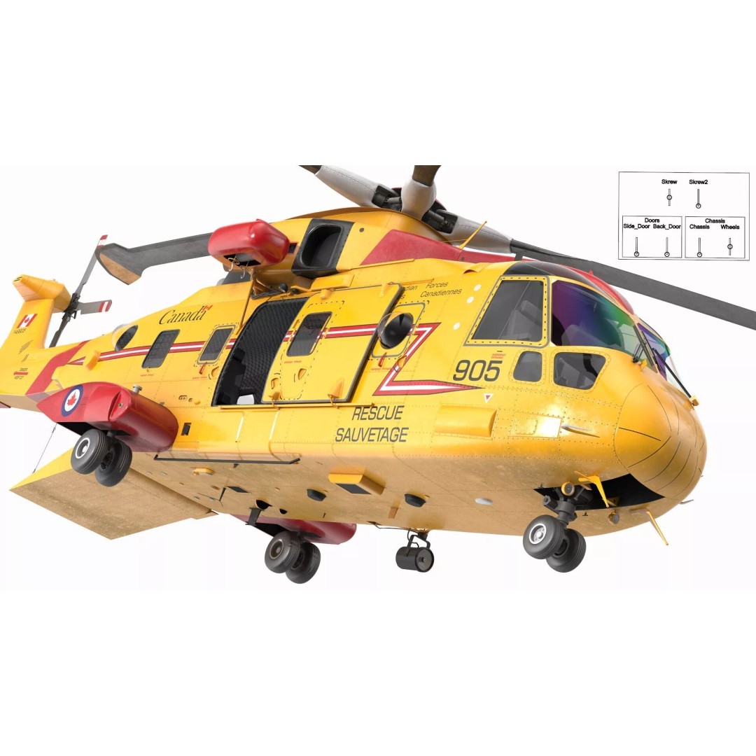 AgustaWestland CH149 Cormorant Rescue Helicopter 3D Model – Rigged PBR Asset - View 6