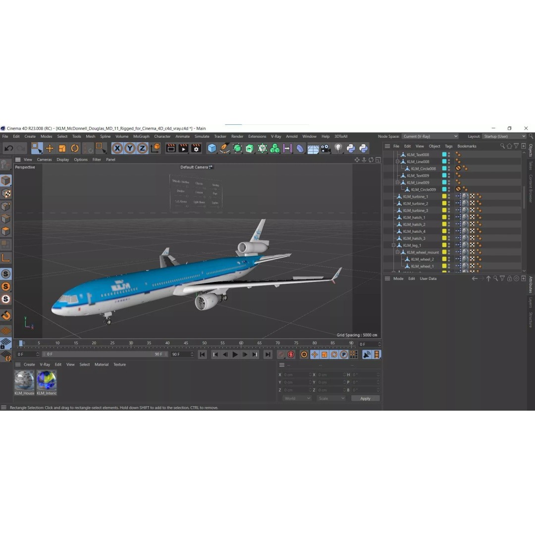 KLM McDonnell Douglas MD-11 3D Model – Rigged Aircraft for Cinema 4D - View 12