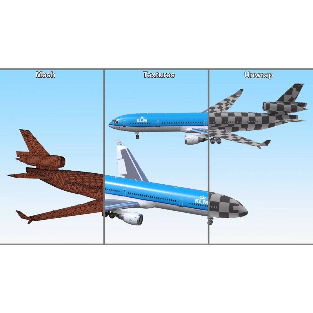 KLM McDonnell Douglas MD-11 3D Model – Rigged Aircraft for Cinema 4D - View 32