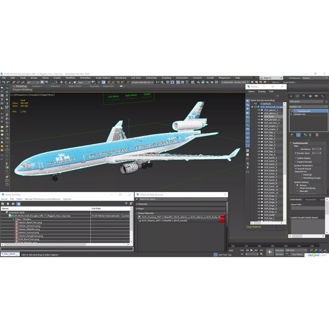 KLM McDonnell Douglas MD-11 3D Model – Rigged Aircraft for Cinema 4D - View 37
